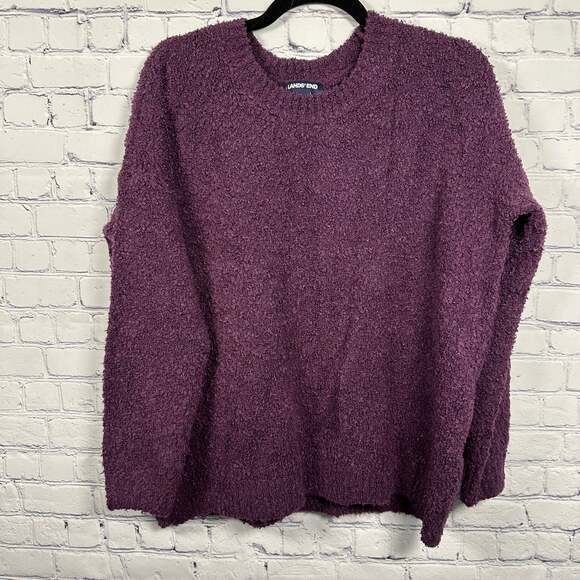 Lands' End Sweaters - Lands' End Women's Purple Cable Knit Long Sleeve Crew Neck Sweater